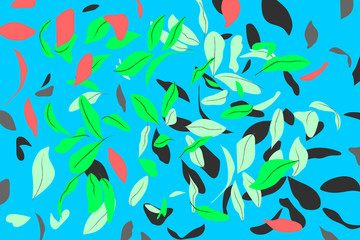 Spring leaves in bright colors. Vector image, neon combination