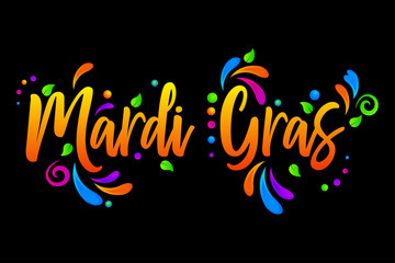 Mardi Gras vector isolated illustration on black background - obrazy, fototapety, plakaty