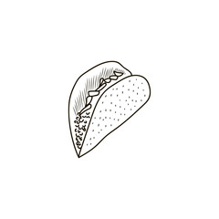 Taco vector doodle illustration isolated on white background