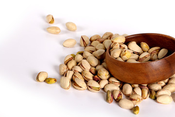 pistachios on a white background