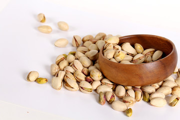 pistachios on a white background