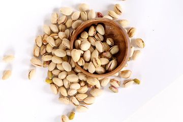 pistachios on a white background