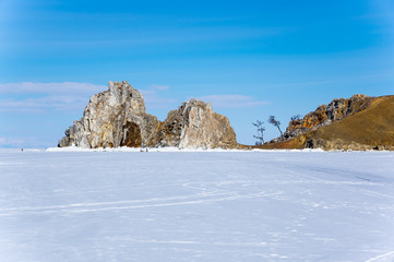 Fototapeta na wymiar Cape Burkhan (Shaman Rock) on Olkhon Island at Baikal Lake