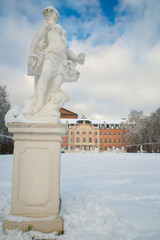 Fototapeta na wymiar Palace garden in Trier, covered in snow, Moselle valley, Rhineland Palatinate