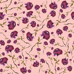 Fototapeta na wymiar Seamless pattern of branches and leaves. Hand drawing simple pencil. botanical illustration vintage. Background for title, image for blog, decoration. Design for wallpapers, textiles, barbics, fabrics