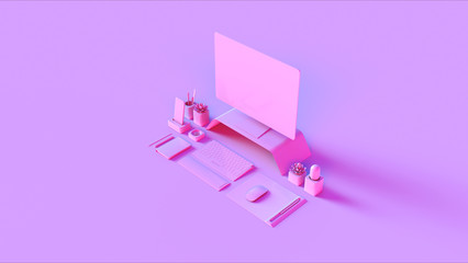 Pink Contemporary Desk Setup