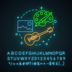 Naklejka premium Visual arts neon light concept icon