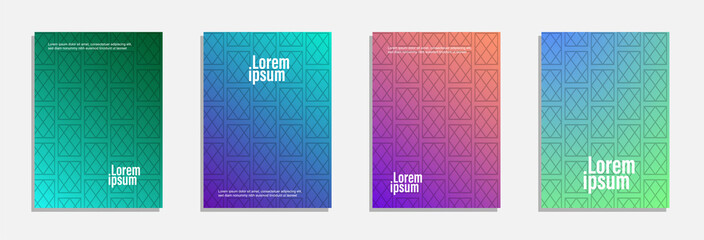 Fototapeta premium Colorful and modern cover design. Set of geometric pattern background
