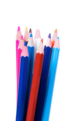 Group Color Pencil Isolated On White Background