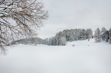 St. Moritz, St. Moritzersee, Winter, Wintersport, Winterwanderweg, Langlauf, Oberengadin, Alpen, Graubünden, Schweiz