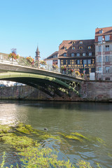 Old buildings along the canal in Strasbourg France.