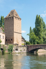 Obraz premium Old buildings along the canal in Strasbourg France.