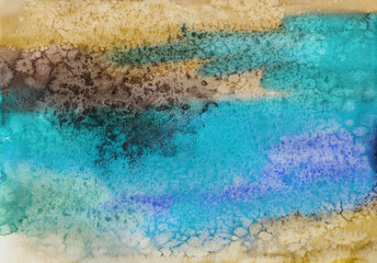 Texture of watercolors with salt. Background. Watercolor background. Hand-painted with watercolor. Grunge. Fashion, style, modern design of clothes, sites, textiles.
