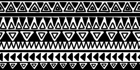 Vector seamless black and white illustration. Ethnic hand drawn pattern for wallpaper,fabric, textile