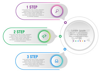 Modern vector illustration data visualization. Infographic circles template with three elements, labels. Designed for business, presentations, web design, interface, diagrams with 3 steps and options
