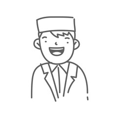 Happy smiling doctor. Doodle vector illustration