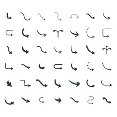 Isolated vector hand drawn arrows set on a white background. Curve arrow icons. vector