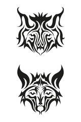 Wolf face tribal style, for decorative, t shirt, and many more