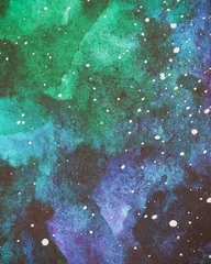 Fotobehang Zeegroen aquarelverf op papier van verschillende kleuren achtergrondafbeelding  © Anna81