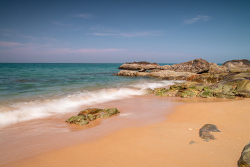 Waves breaking on the shore, in the Andaman Sea