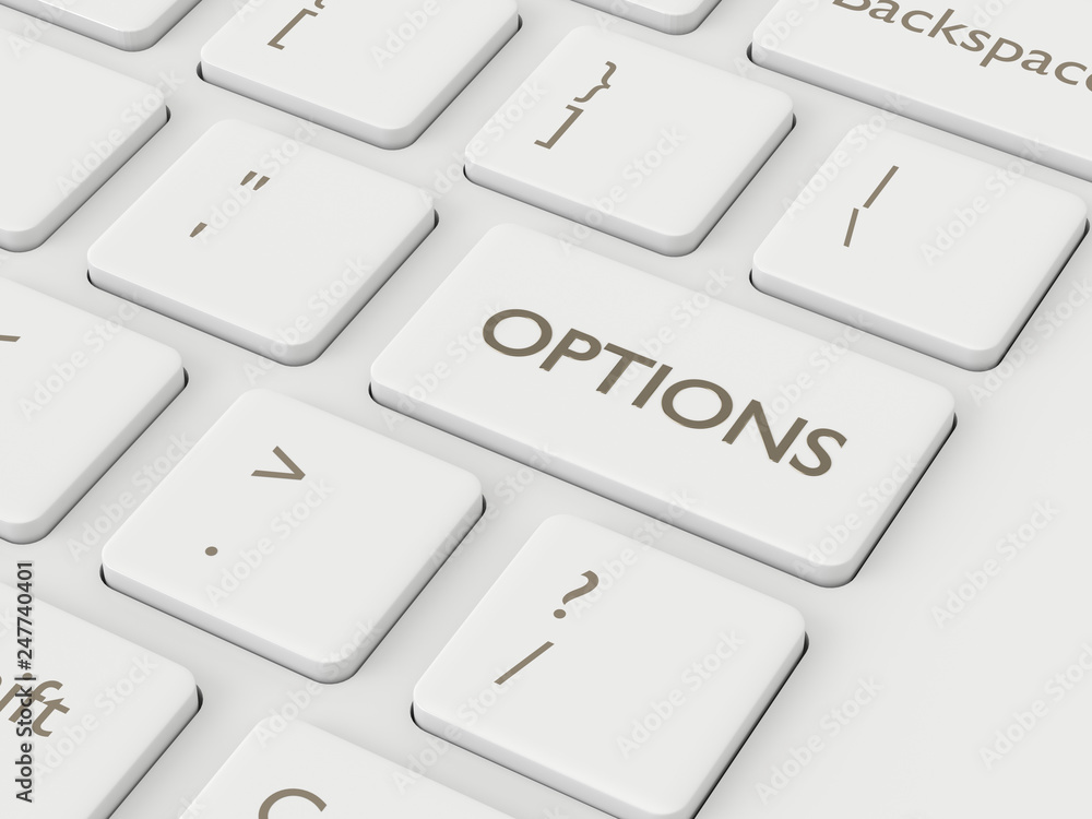 Aufkleber 3d render of keyboard with options button