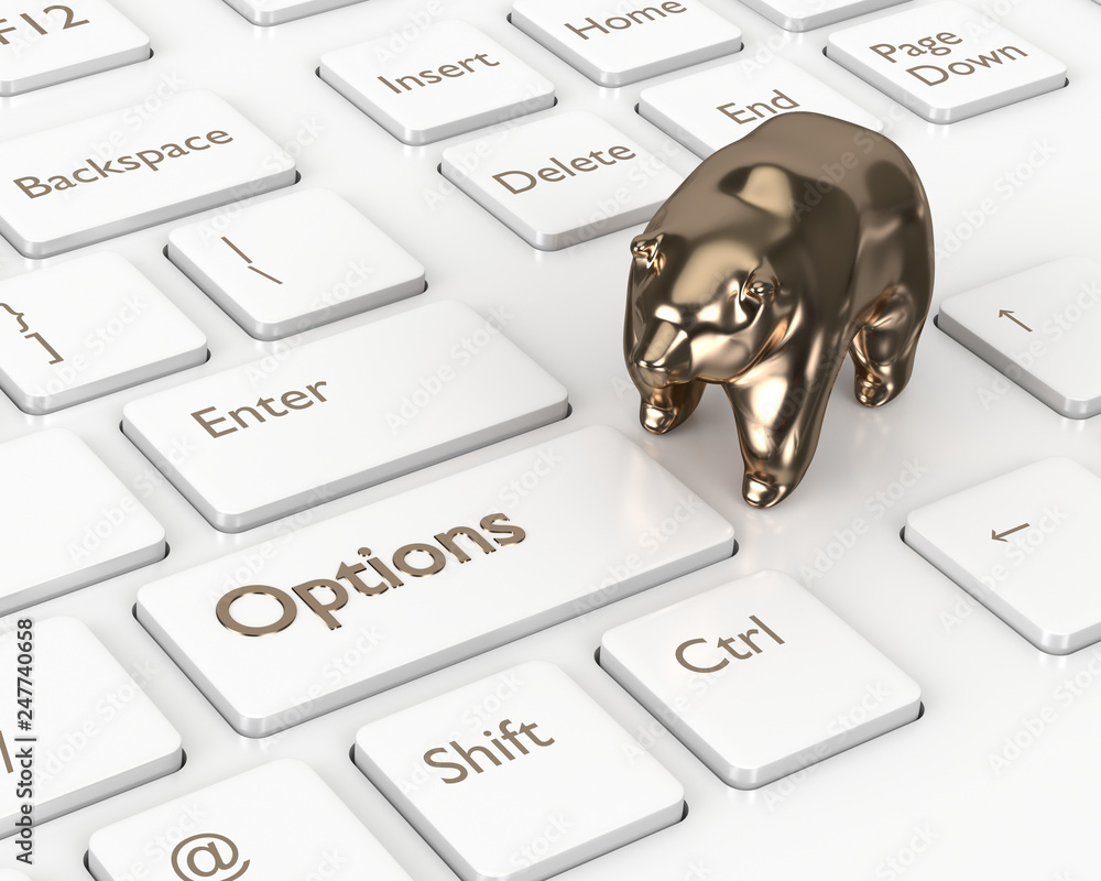 Poster 3d render of keyboard with options button
