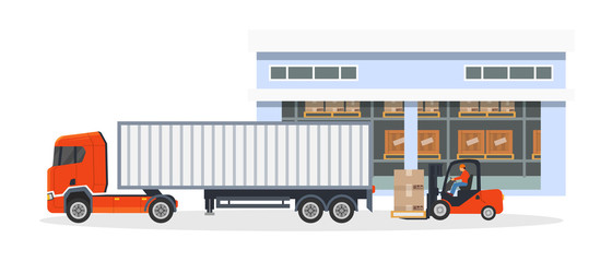 Transportation, logistic delivery of trucks on large van truck.