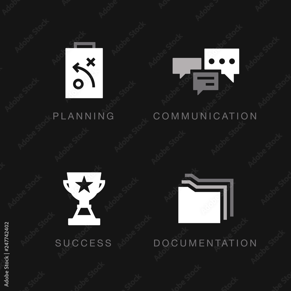 Poster workflow icon set