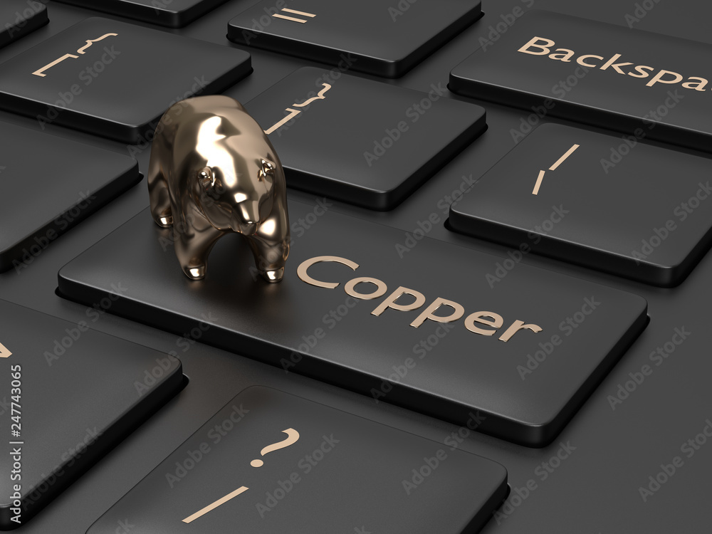 Aufkleber 3d render of keyboard with copper button