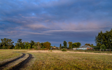 Fototapeta premium Russian landscape with beautiful clouds