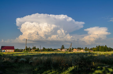 Russian landscape with beautiful clouds