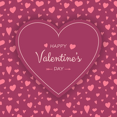 Design of Valentine's Day greeting card with cartoon hearts. Vector