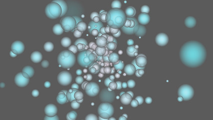 bubbles of light blue and gray abstract on a black color