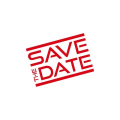 Red Save the date icon, sign, stamp or button