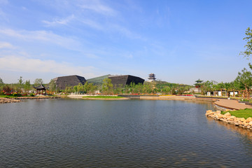 Fototapeta na wymiar scenery of the South Lake Park in Tangshan, China