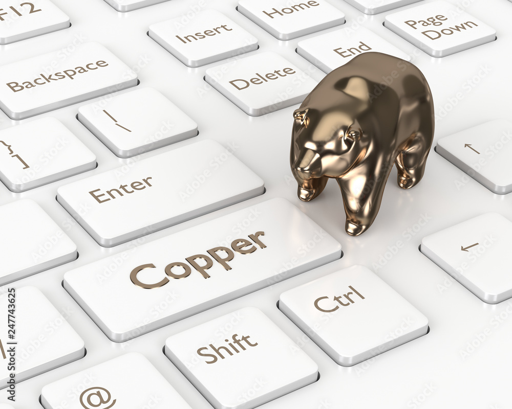 Aufkleber 3d render of keyboard with copper button