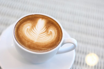heart shape latte art of hot coffee drink tasty