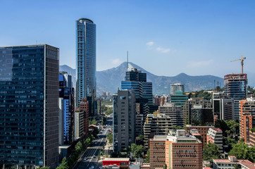 Obraz premium Aerial view of the financial district at Santiago de Chile