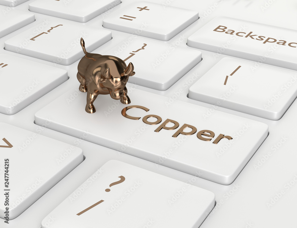 Aufkleber 3d render of keyboard with copper button