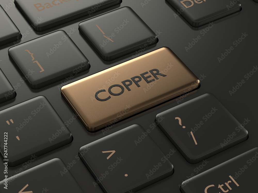 Aufkleber 3d render of keyboard with copper button