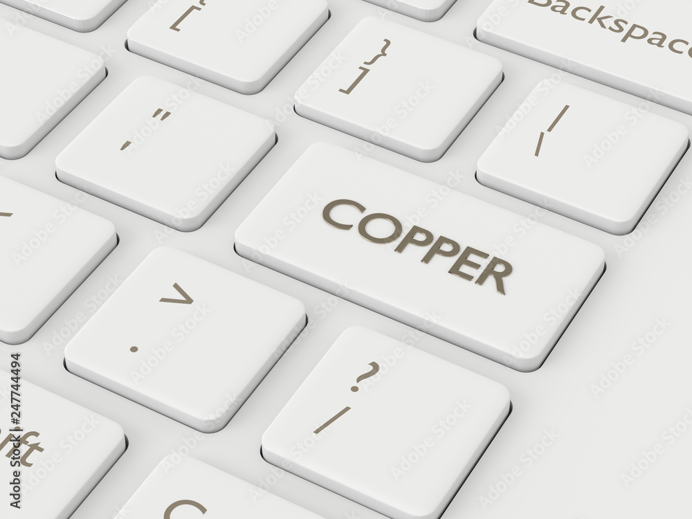 Aufkleber 3d render of keyboard with copper button