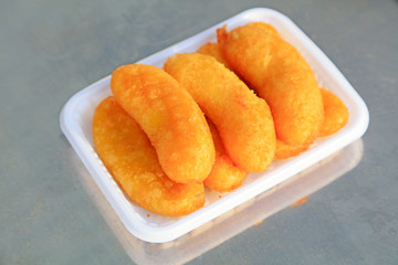 Fried bananas in the kitchen