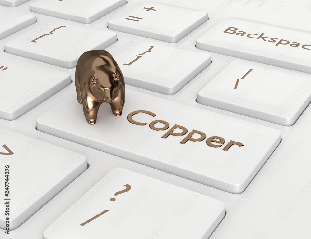 Aufkleber 3d render of keyboard with copper button