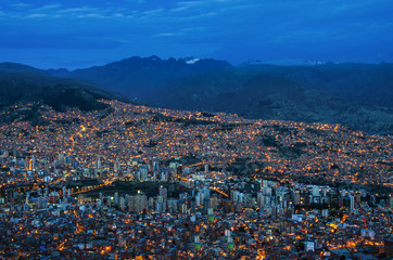 Panorama of night La Paz, Bolivia