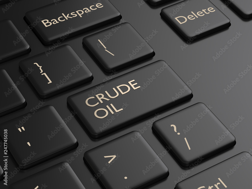 Aufkleber 3d render of keyboard with crude oil button
