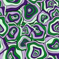 Hand Drawn Wavy Circles. Abstract Seamless Background in Ethnic Style. Vector Psychedelic Pattern with Deformed Rounds. Wave Seamless Pattern for Fabric, Textile, Cloth Design. Distortion, Spots.