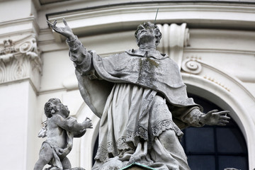 Architectural details on the famous Karls kirche in Vienna, Austria