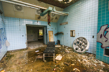 interior of an old abandoned hospital