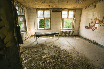 interior of an old abandoned hospital