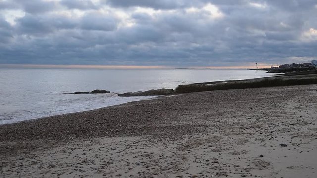 Felixstowe beach with beautiful cloudy sky at sunset